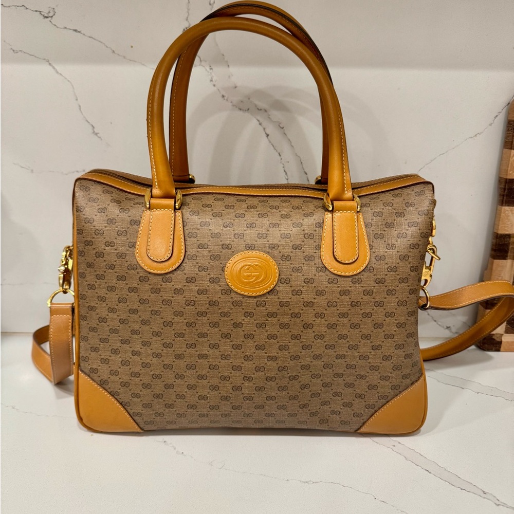 Gucci Brown and Tan Satchel Bag